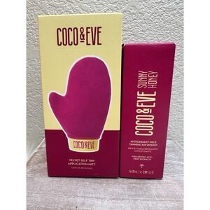 $18 🌙 Coco & Eve Sunny Honey Antioxidant Face Tanning Micromist + Mitt New